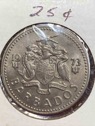 1973    Barbados   25   Cents   Coin