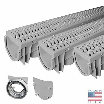 Source 1 Drainage Trench & Driveway Channel Drain With Grate - 3-pack
