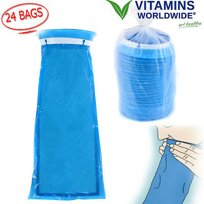 Emesis Bag Vomit Sickness Aid Clean Up Sack Throw Up Barf Sanitary Urinals 24 Ct