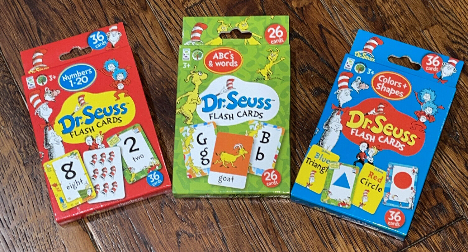 Dr Suess Early Learning Flash Cards 3 Sets - Numbers, Colors & Shapes, Alphabet
